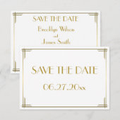 小さなギャツビー ゴールド アートデコ Save The Date カード (正面/裏面)