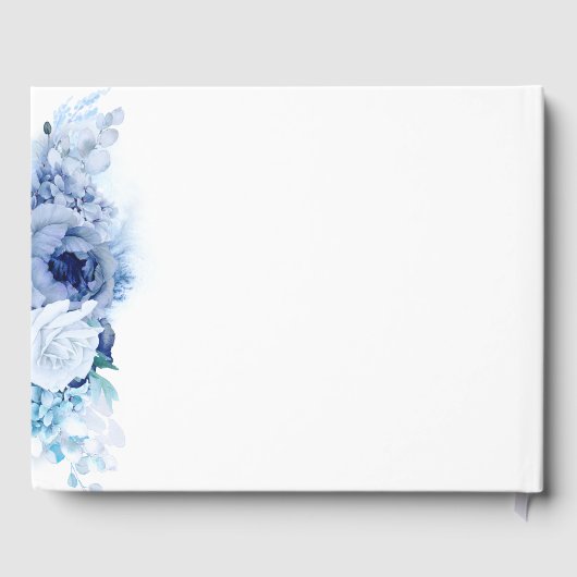 小さなクマかわいい青い花ベビーシャワー ゲストブック (裏面)