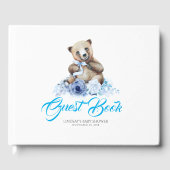 小さなクマかわいい青い花ベビーシャワー ゲストブック (正面)