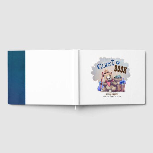 小さなクマのカウボーイかわいい赤ちゃんシャワー ゲストブック (全面)