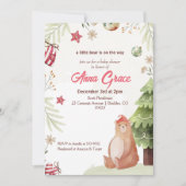 小さなクマのクリスマスの赤ちゃんシャワー 招待状 (正面)