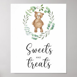 小さなクマのスイーツを扱う赤ちゃんシャワーのポスター ポスター
