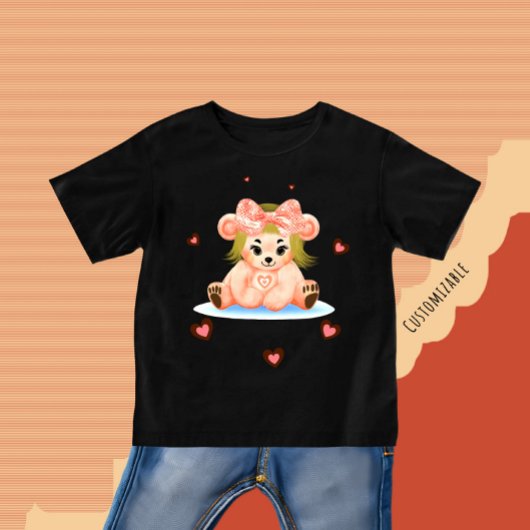 小さなクマの女の子 ベビーTシャツ
