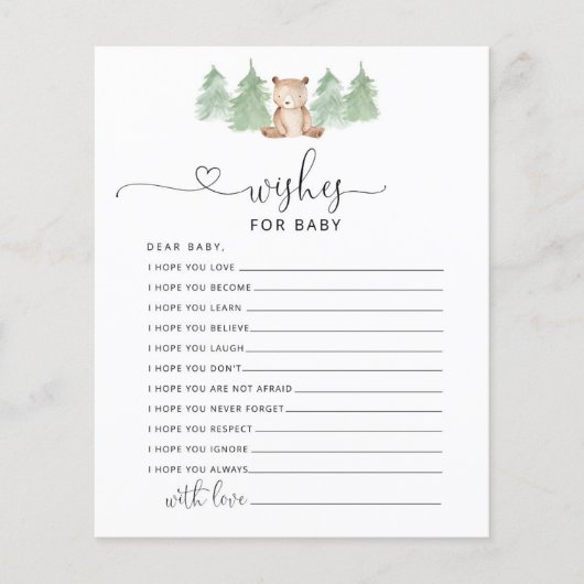 小さなクマの森の木々はベビーカードを願う (正面)