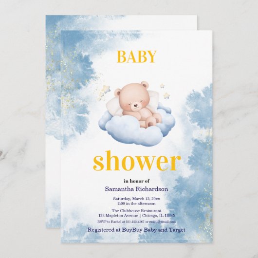 小さなクマの歓迎会への招待 招待状 (正面/裏面)