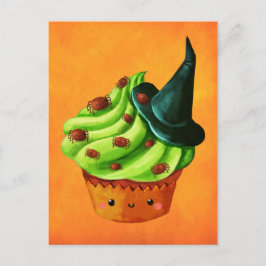 小さなクモがいっぱいのハロウィンカップケーキ ポストカード