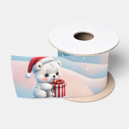 小さなクリスマスのシロクマ サテンリボン