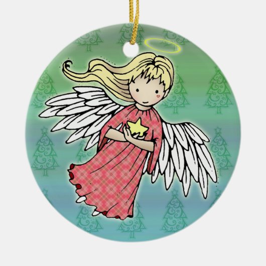 小さなクリスマスの天使のオーナメント セラミックオーナメント (正面)