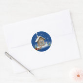 小さなクリスマスの家のステッカー ラウンドシール (封筒)