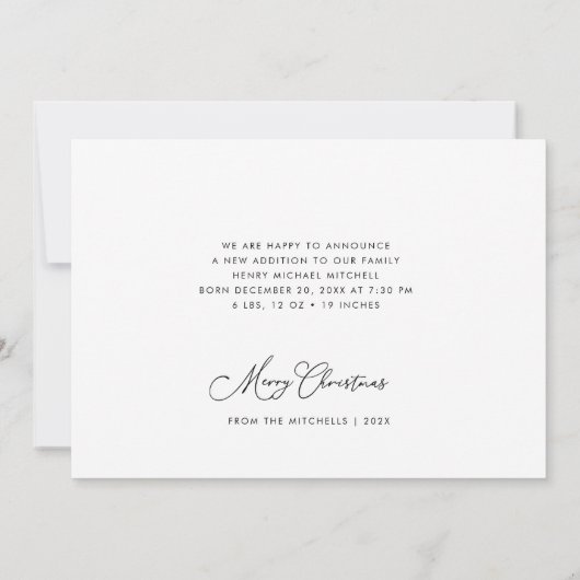 小さなクリスマスの誕生発表カード 案内状 (裏面)