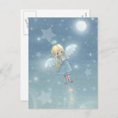 小さなクリスマススターエンジェルポストカード シーズンポストカード (正面/裏面)