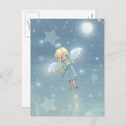 小さなクリスマススターエンジェルポストカード シーズンポストカード (正面/裏面)