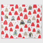 小さなクリスマスツリーカスタムフォトギフトラップ ラッピングペーパー (フラット)