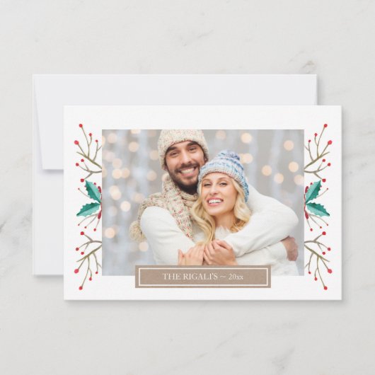 小さなクリスマスファミリーフォトグリーティングカード 招待状 (正面)