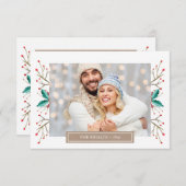 小さなクリスマスファミリーフォトグリーティングカード 招待状 (正面/裏面)