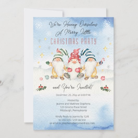 小さなクリスマスメリーパーティーを持つ格言 招待状 (正面)