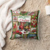 小さなクリスマスメリー赤いトラックを持っている クッション (ブランケット)