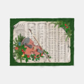小さなクリスマスヴァイオリンヴィンテージシート音楽 フリースブランケット (正面(横))