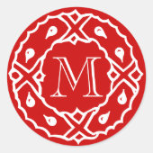 小さなクリスマス封筒用シールとリースモノグラム ラウンドシール (正面)