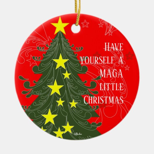 小さなクリスマス愛国心を持っている セラミックオーナメント (正面)