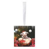 小さなクリスマス牛 キューブオーナメント (右)