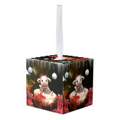 小さなクリスマス牛 キューブオーナメント (裏面アングル)