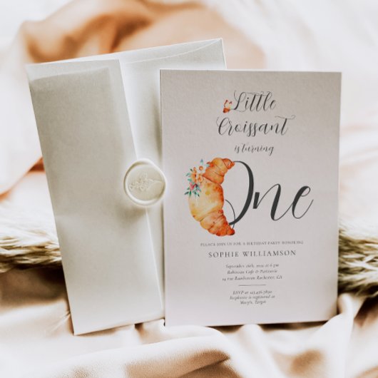 小さなクロワッサンファースト誕生日 招待状