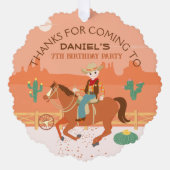 小さなクールカウボーイと馬の誕生日パーティー オーナメントカード (正面)