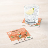 小さなクールカウボーイと馬の誕生日パーティー スクエアペーパーコースター (インサイチュ)