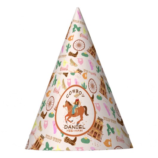 小さなクールカウボーイと馬の誕生日パーティー パーティーハット (正面)