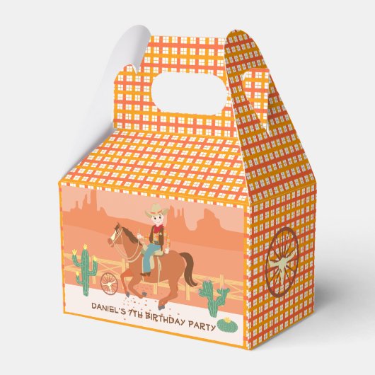 小さなクールカウボーイと馬の誕生日パーティー フェイバーボックス (裏面サイド)