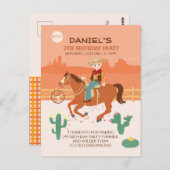 小さなクールカウボーイと馬の誕生日パーティー ポストカード (正面/裏面)