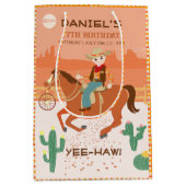 小さなクールカウボーイと馬の誕生日パーティー ミディアムペーパーバッグ (正面)