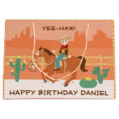 小さなクールカウボーイと馬の誕生日パーティー ラージペーパーバッグ (正面)