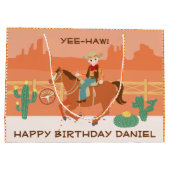 小さなクールカウボーイと馬の誕生日パーティー ラージペーパーバッグ (裏面)