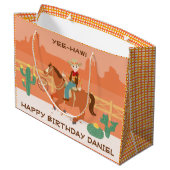 小さなクールカウボーイと馬の誕生日パーティー ラージペーパーバッグ (裏面アングル)