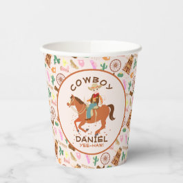 小さなクールカウボーイと馬の誕生日パーティー 紙コップ