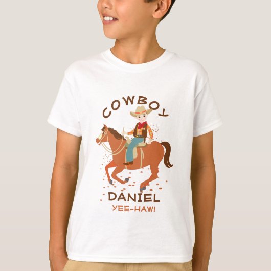 小さなクールカウボーイと馬の誕生日パーティー Tシャツ (正面)