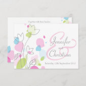 小さなグラフィックフモダンラワー花びらの結婚式の招待 招待状 (正面/裏面)