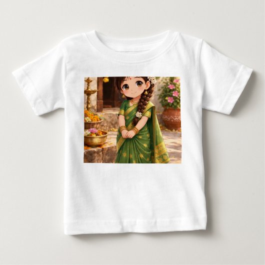 小さなグレースの緑 ベビーTシャツ (正面)