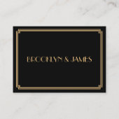 小さなグレートギャツビーアートデコブラックゴールド結婚式の出欠確認 エンクロージャーカード (裏面)