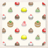 小さなケーキのパターン スクエアペーパーコースター (正面)