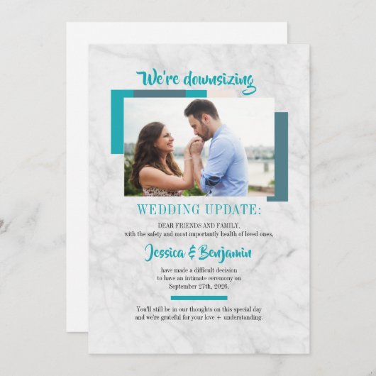 小さなゲストのシンプルな結婚式の写真 案内状 (正面/裏面)