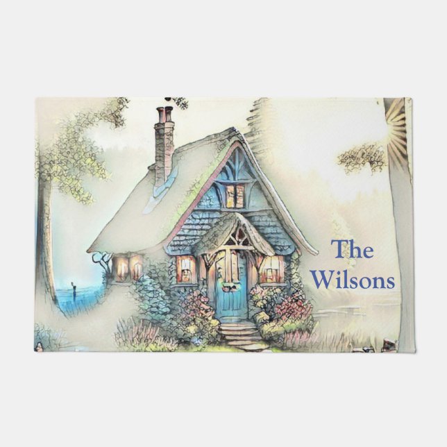 小さなコテージの森 – 魅惑的な脱出 ドアマット (正面)