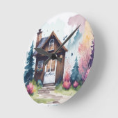 小さなコテージの牧草地の壁時計 ラウンド壁時計 (傾斜)