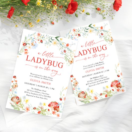 小さなコバチのワイルドフラワーガールベイビーシャワー 招待状