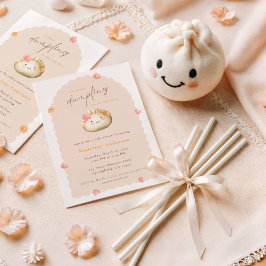 小さなコロコロちゃんがやってくる！かわいい女の子のベビーシャワー 招待状