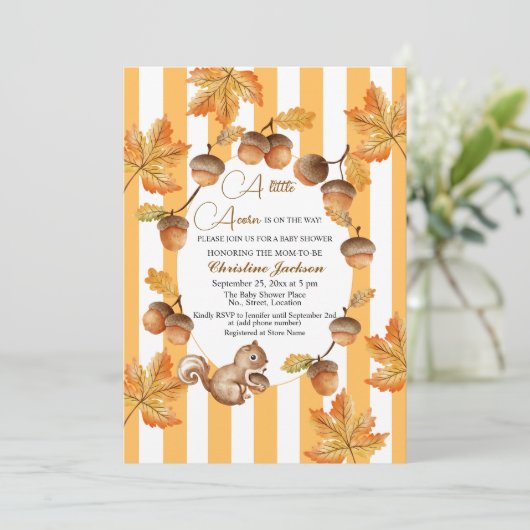 小さなコーンの秋プレイドベビーシャワー 招待状 (スタンド正面)