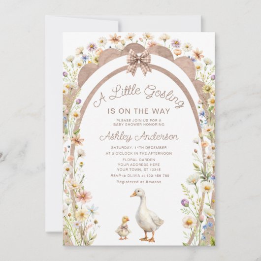 小さなゴスリングな中性のフローラの赤ちゃんシャワー 招待状 (正面)
