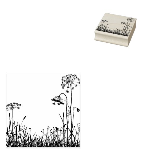 小さなゴムのスタンプ – 野生の花草原 ラバースタンプ (押印)